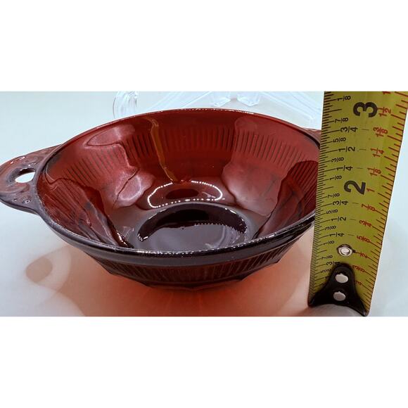 Anchor Hocking Ruby Red Depression Glass Coronation Berry Bowls Set of 4 Vintage - Picture 6 of 8